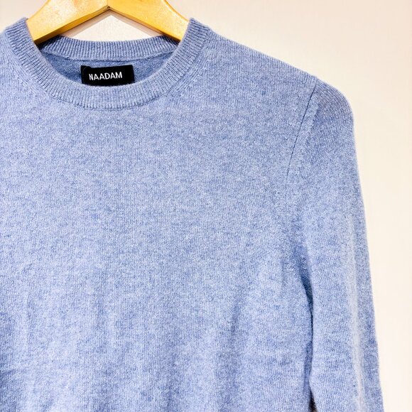 NAADAM Blue Cashmere Knit Sweater Women | Soft Luxury Minimalist Pull | Small * - Picture 3 of 8
